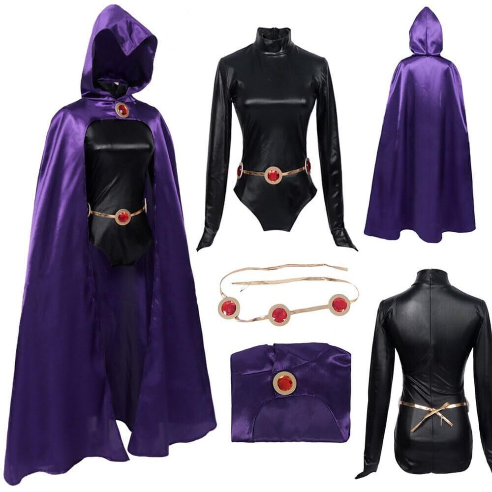 5964 Raven Cosplay Costume Raven Purple Top Skirt Suit Full Set Dress